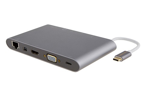 Multiport Thunderbolt 3 USB-C to HDMI VGA USB 3.0 Mini DisplayPort Ethernet Stereo SD Card USB-C Charger Hub
