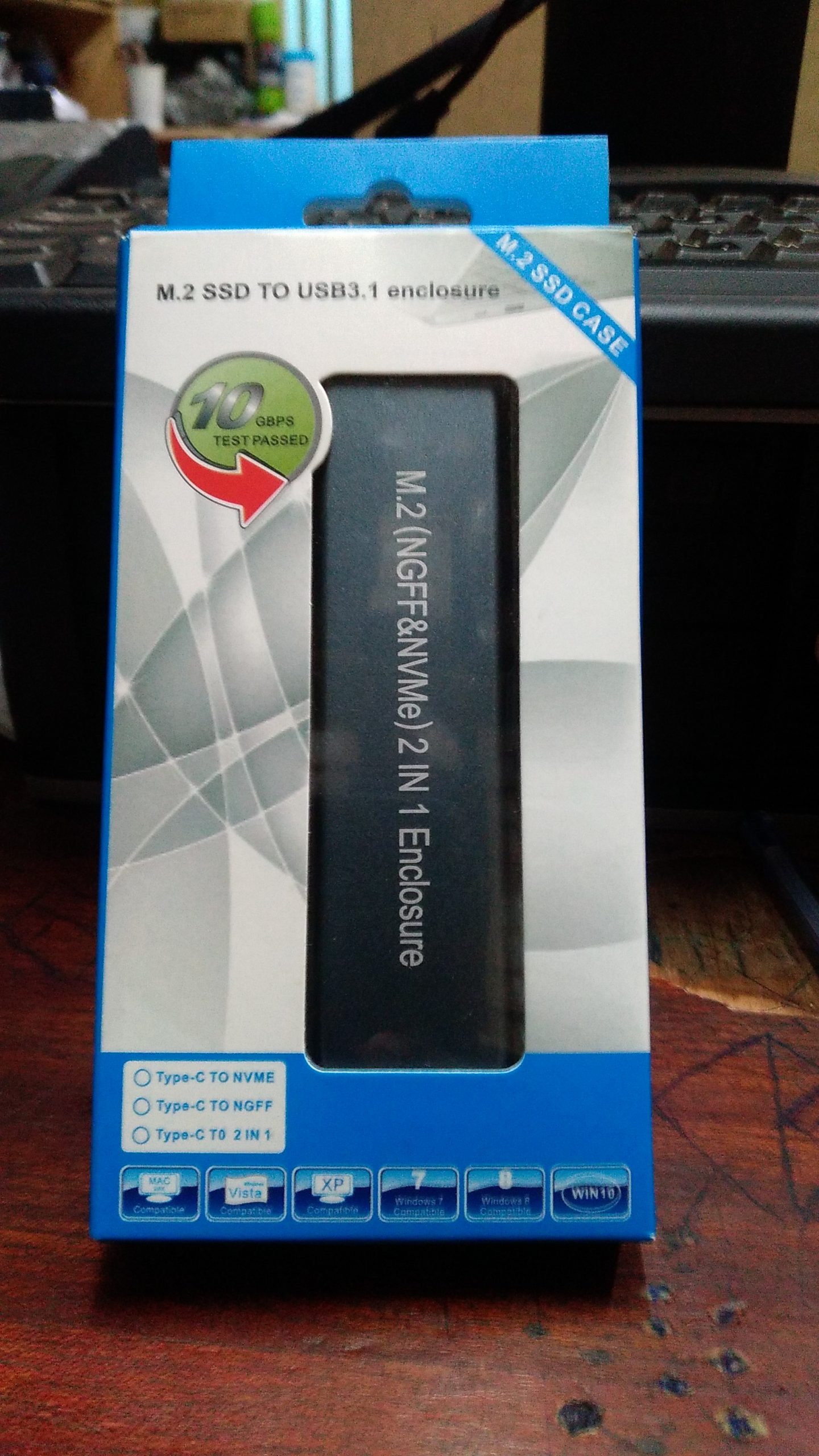 M.2 SSD TO USB 3.1 ENCLOSURE/EXTERNAL CASING 2IN 1(NGFF &NVMe) DOUBLE NOTCH