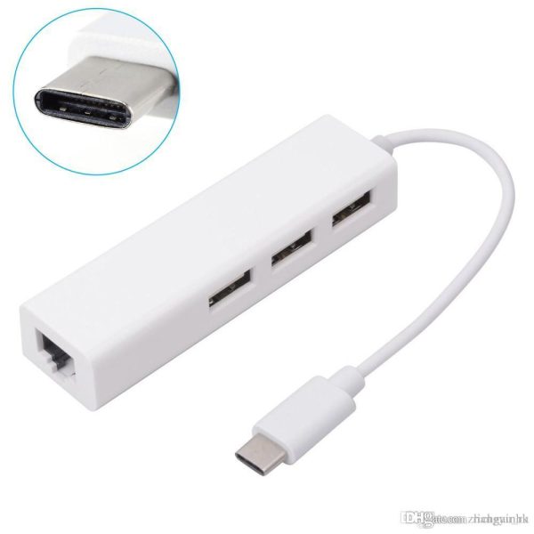 USB TYPE C TO ETHERNET WITH 3 USB HUB